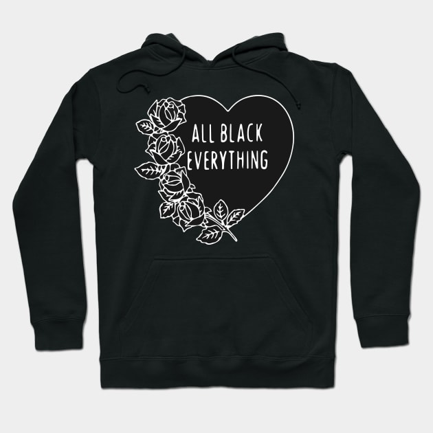 All Black Everything Emo Heart Rose Gothic Punk Grunge Tattoo Aesthetic Hoodie by Prolifictees